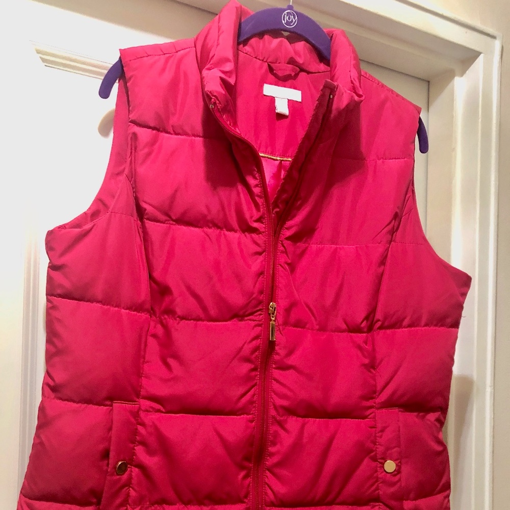 Charter Club Puffer Vest;  Pink/Raspberry,  Size L, Very Good Condition